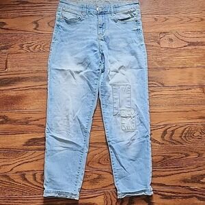 US Polo Assn Jeans Womens 8 Light Wash Patchwork Cuffed Stretch Denim Regular